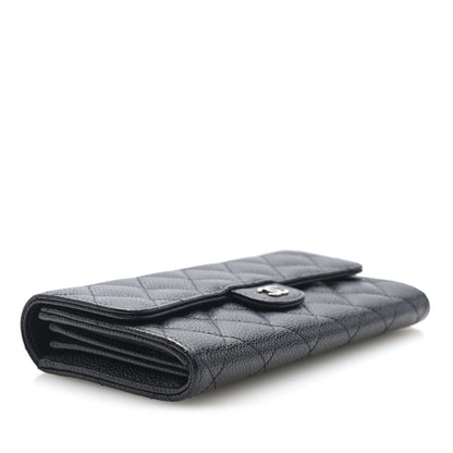 Chanel Caviar Quilted Large Gusset Flap Wallet Black 4 of 7