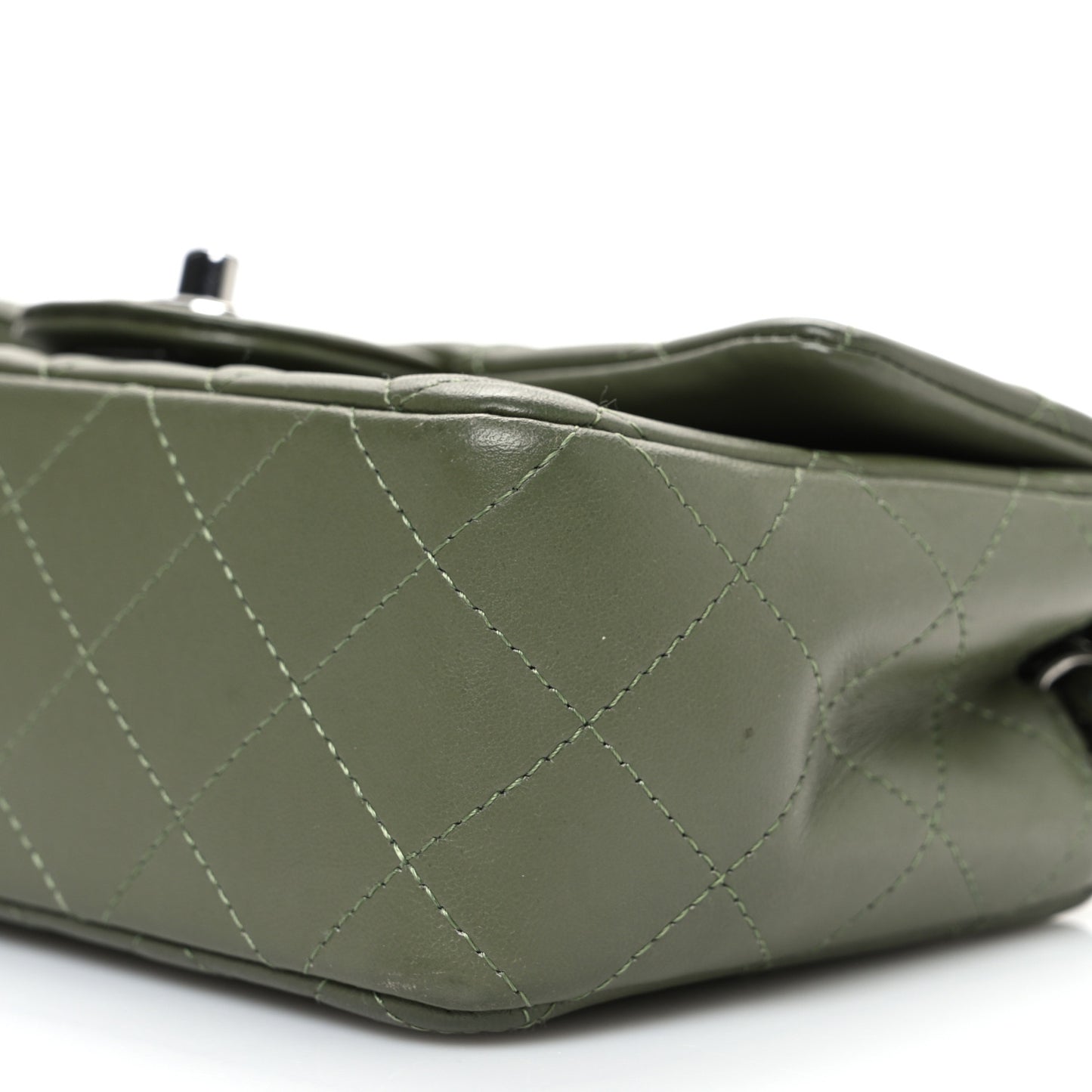 Lambskin Quilted Mini Rectangular Flap Green