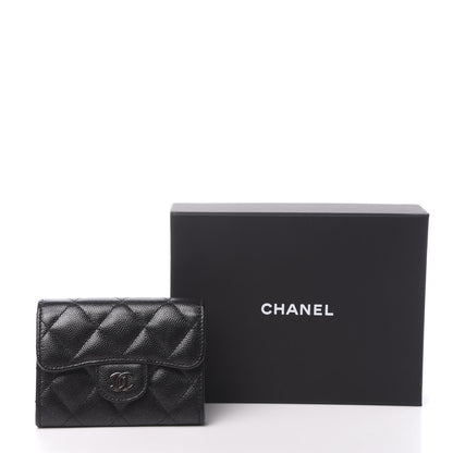 Chanel Iridescent Caviar Quilted Flap Card Holder Wallet Black 9 of 9