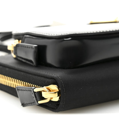 Prada Re-Nylon Tessuto Brushed Calfskin Crossbody Wallet Black 16 of 19