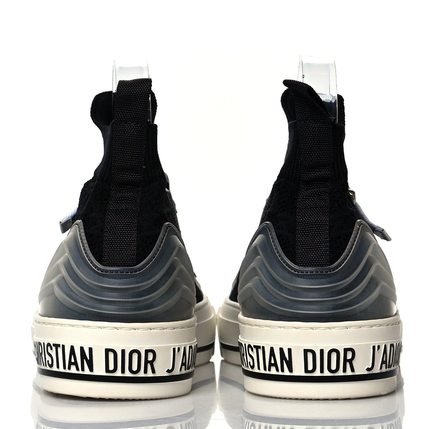 Christian Dior Technical Knit Calfskin Womens Walk'N'Dior High Top Sneakers 38.5 Black 5 of 8