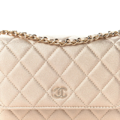 Chanel Metallic Lambskin Quilted Mini Wallet On Chain WOC Gold 10 of 11