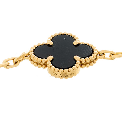 Van Cleef & Arpels 18K Yellow Gold Black Onyx 5 Motifs Vintage Alhambra Bracelet 4 of 6