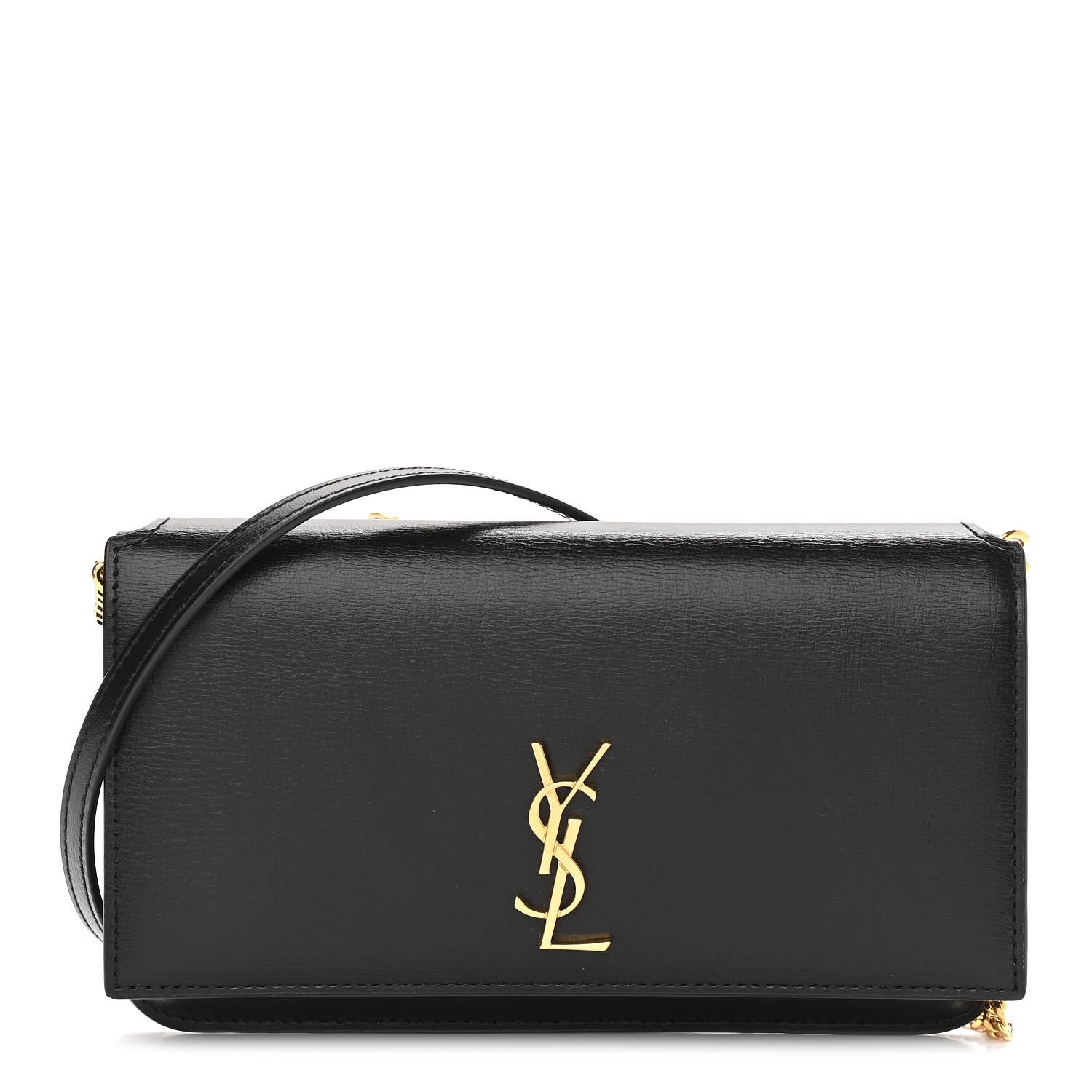 Saint Laurent Smooth Calfskin Monogram Phone Holder Crossbody Black 1 of 9