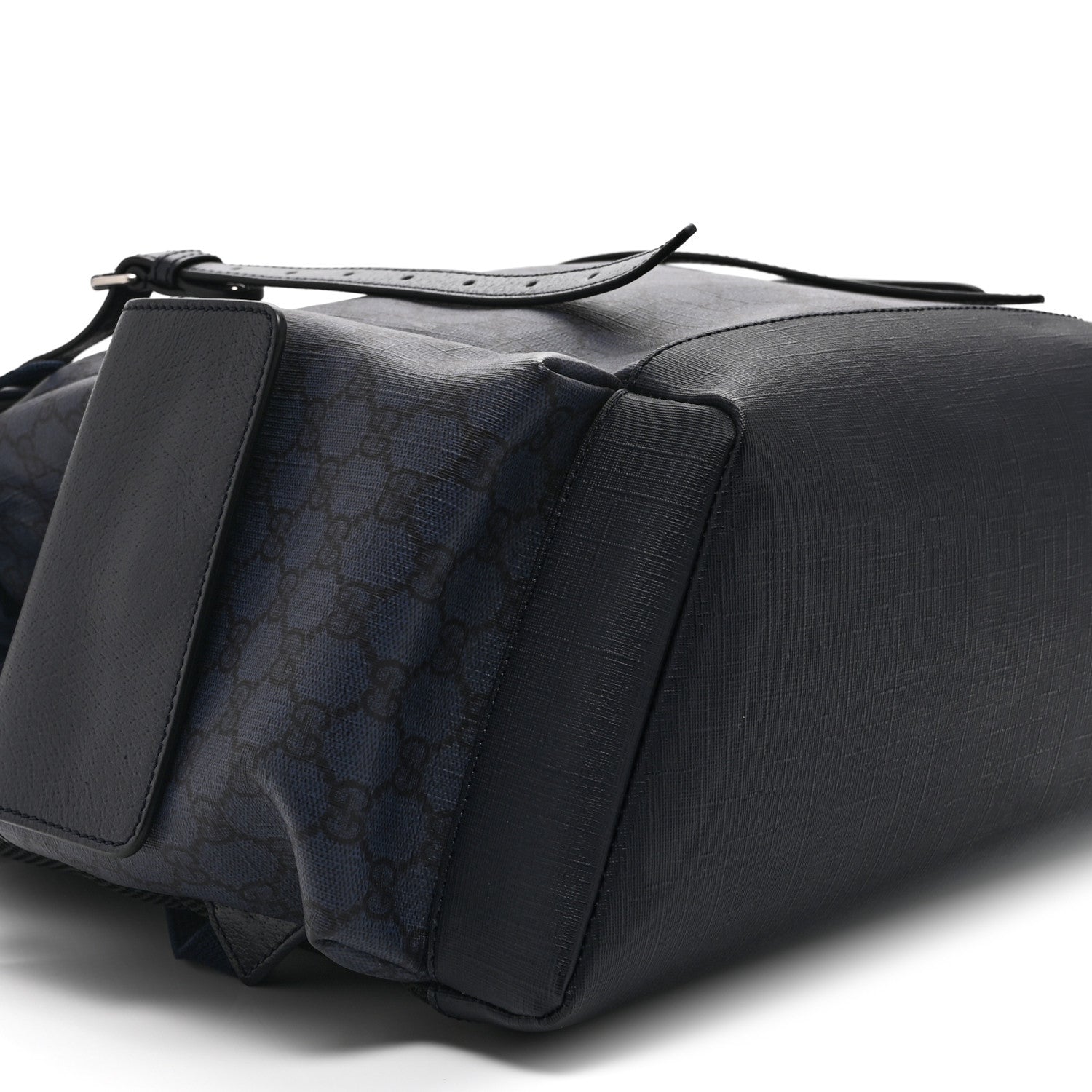 Gucci GG Supreme Monogram Textured Dollar Calfskin Medium Ophidia Double Buckle Backpack Blue Dark Blue Black 9 of 10