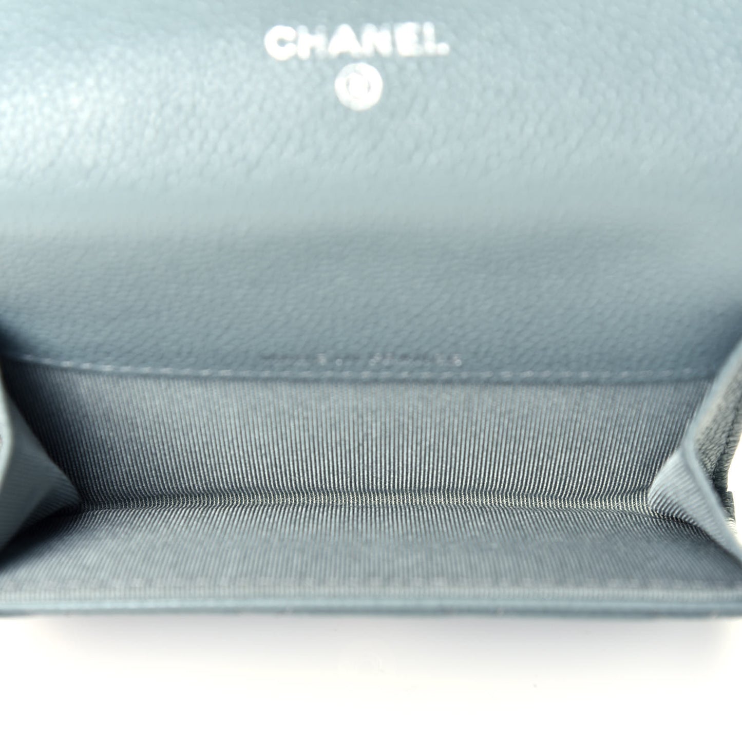 Caviar Quilted Flap Card Holder Wallet Blue