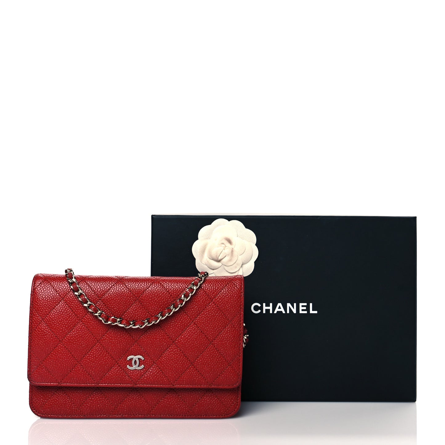 Caviar Quilted Wallet On Chain WOC Red