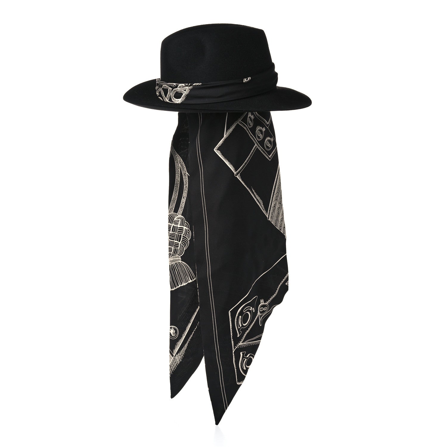 Hermes Feutre Silk Zouaves et Dragons Finesse Dahlia Hat Black 1 of 9