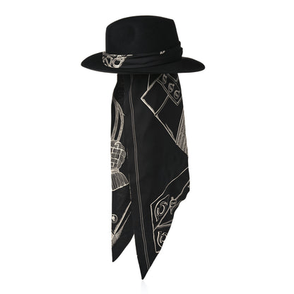 Hermes Feutre Silk Zouaves et Dragons Finesse Dahlia Hat Black 1 of 9