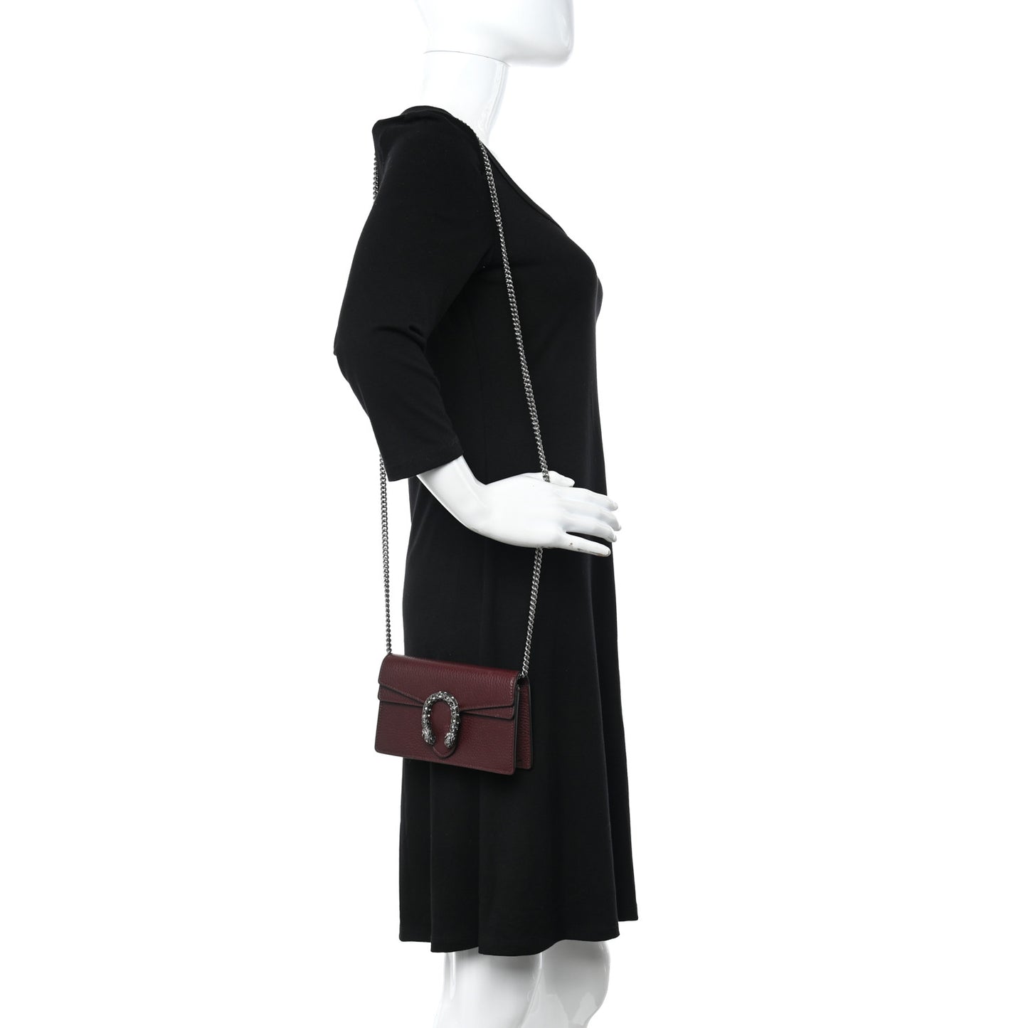 Dollar Calfskin Crystal Super Mini Dionysus Shoulder Bag Vintage Bordeaux Black Diamond
