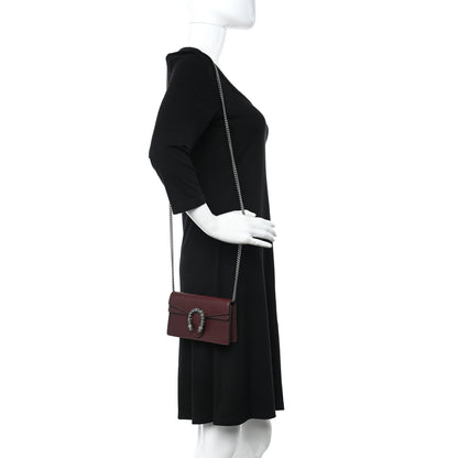 Gucci Dollar Calfskin Crystal Super Mini Dionysus Shoulder Bag Vintage Bordeaux Black Diamond 2 of 9