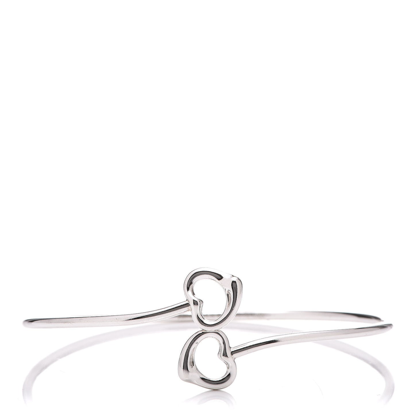 Sterling Silver Elsa Peretti Double Open Heart Bangle Bracelet