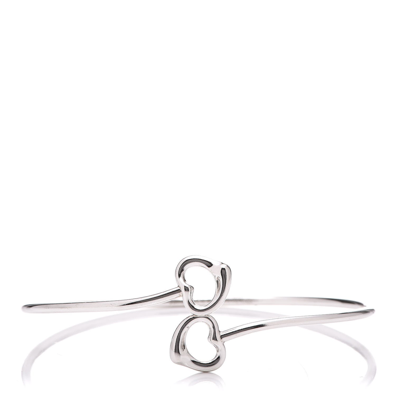 Tiffany Sterling Silver Elsa Peretti Double Open Heart Bangle Bracelet 1 of 5