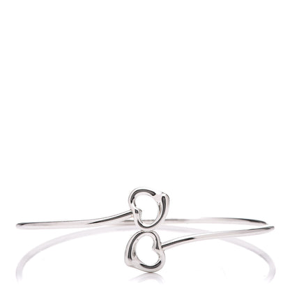Tiffany Sterling Silver Elsa Peretti Double Open Heart Bangle Bracelet 1 of 5