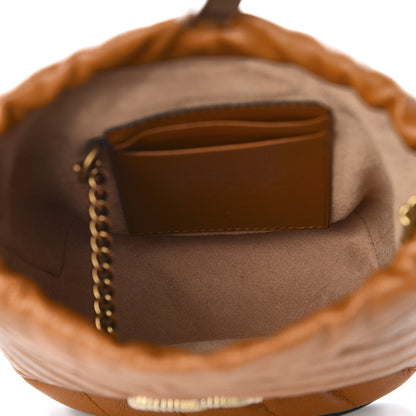 Gucci Vintage Effect Calfskin Matelasse Diagonal Mini Torchon GG Marmont 2.0 Bucket Bag Cognac 6 of 13