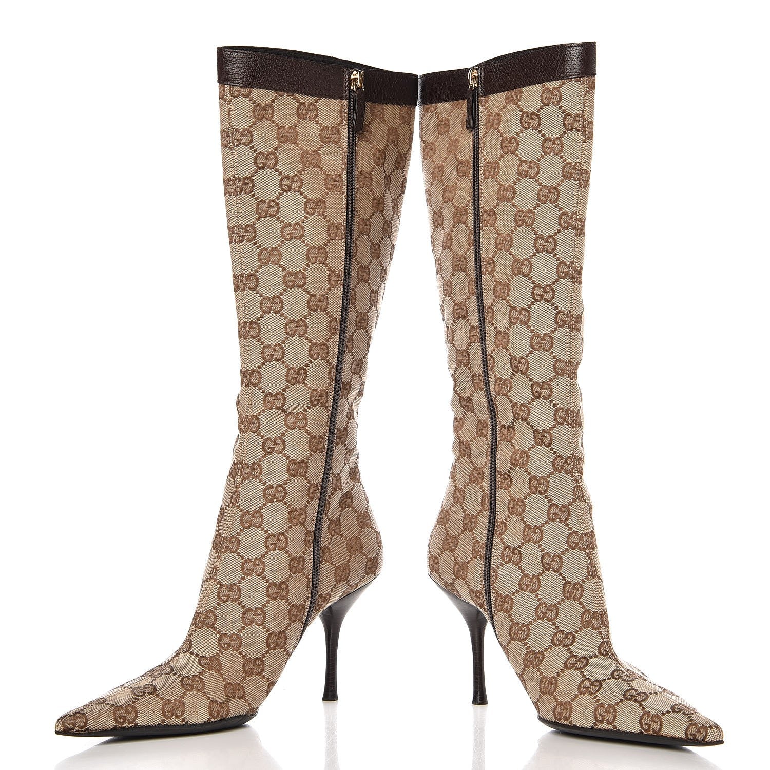 Gucci Monogram D Ring Tall Boots 8 Brown 9 of 11