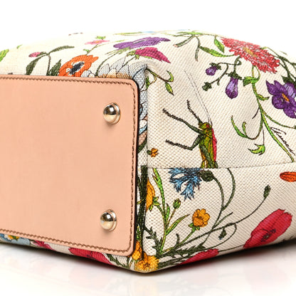 Gucci Canvas Floral Flora Bamboo Handle Bag White 10 of 11