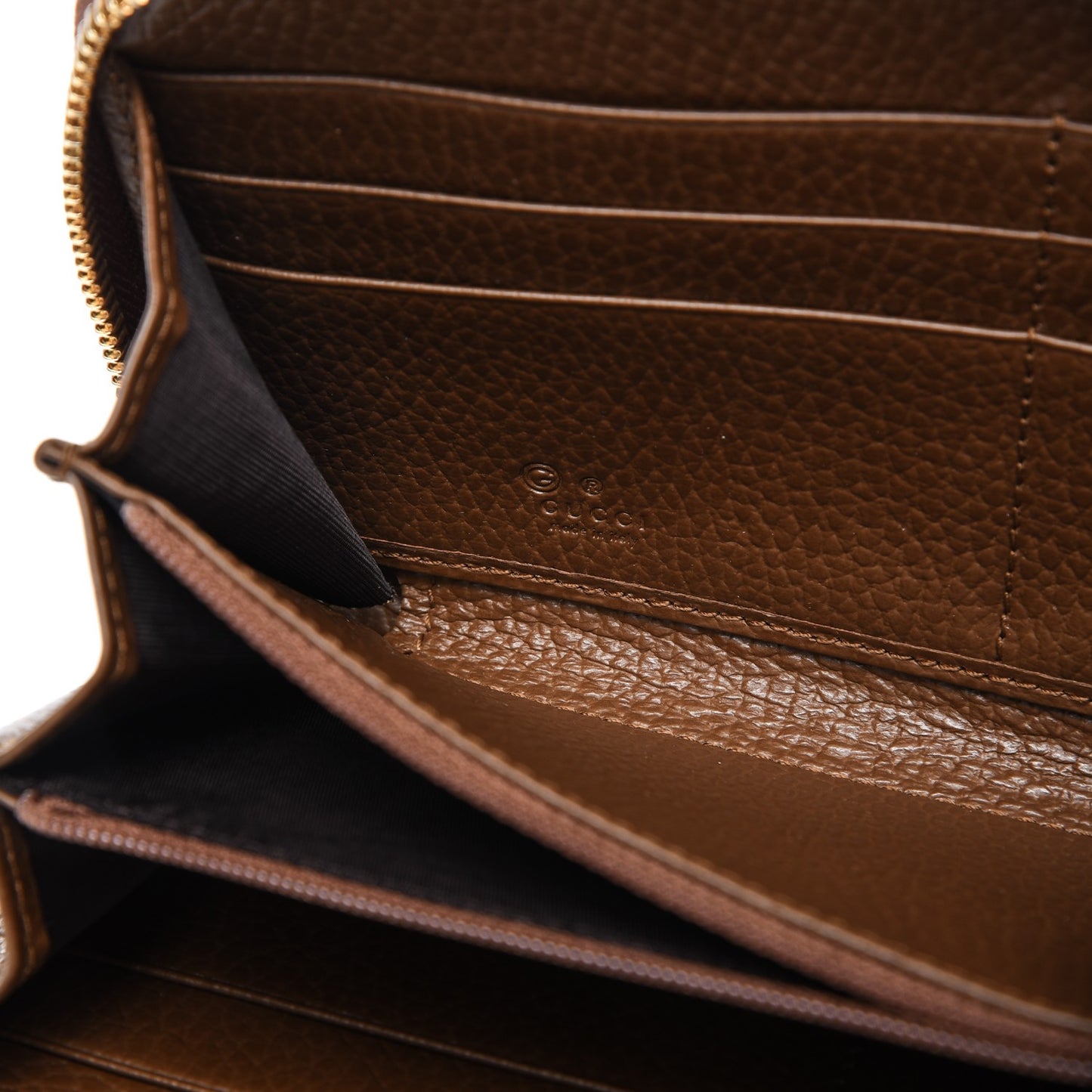 Monogram Dollar Calfskin Zip Around Wallet Beige Ebony Tabacco