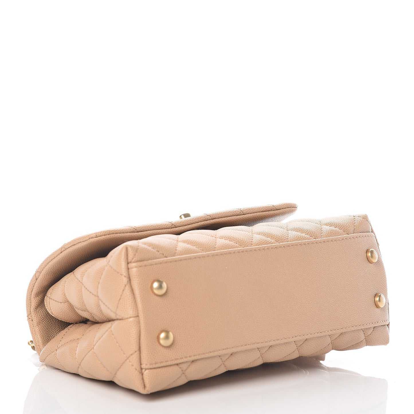 Caviar Quilted Mini Coco Handle Flap Beige