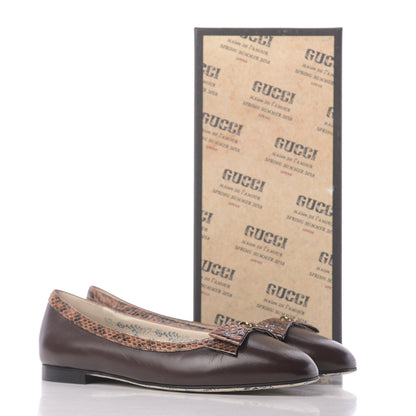 Gucci Malaga Kid Elaphe Yva Ballet Flats 40 Cocoa 12 of 12