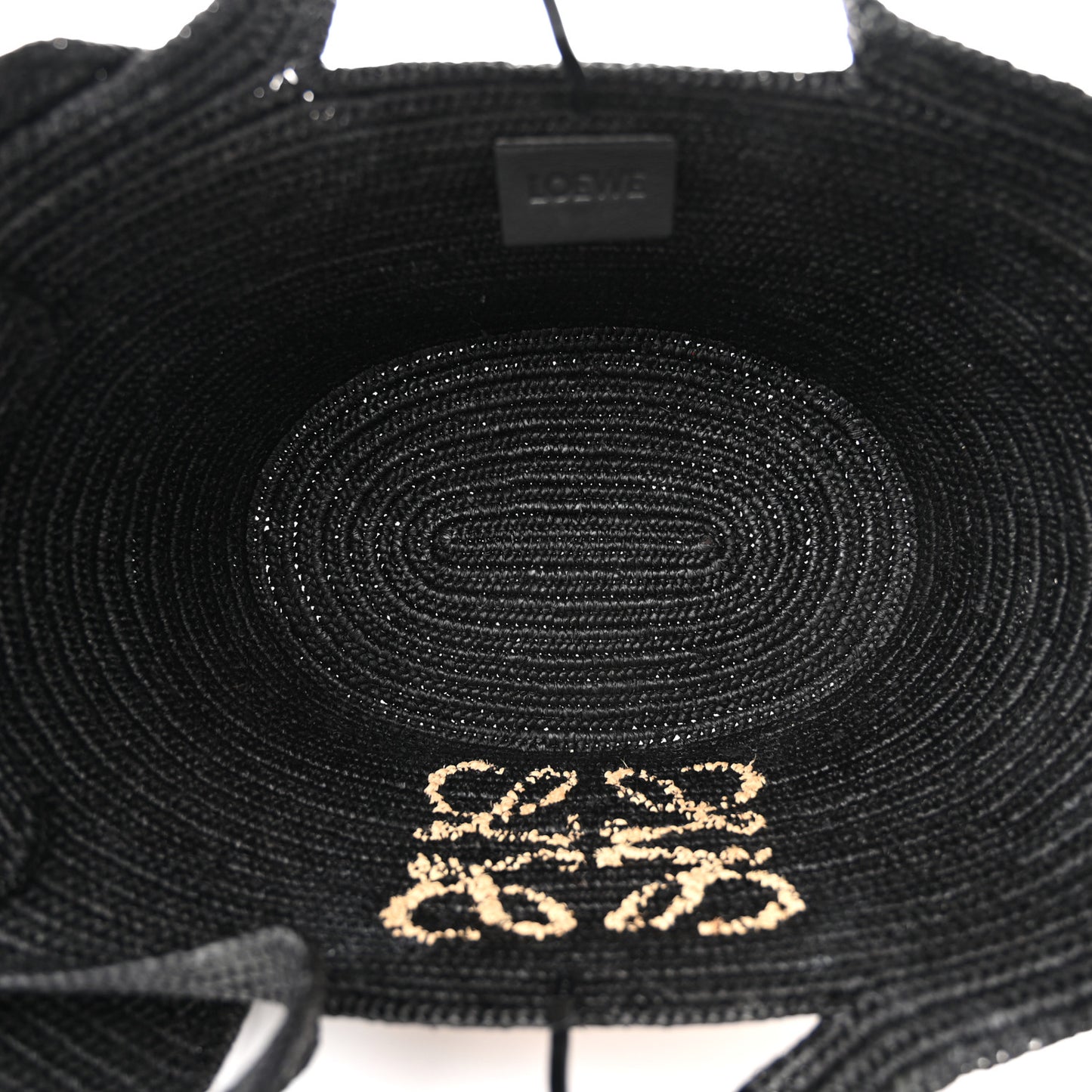 Raffia Medium Elephant Basket Tote Bag Black