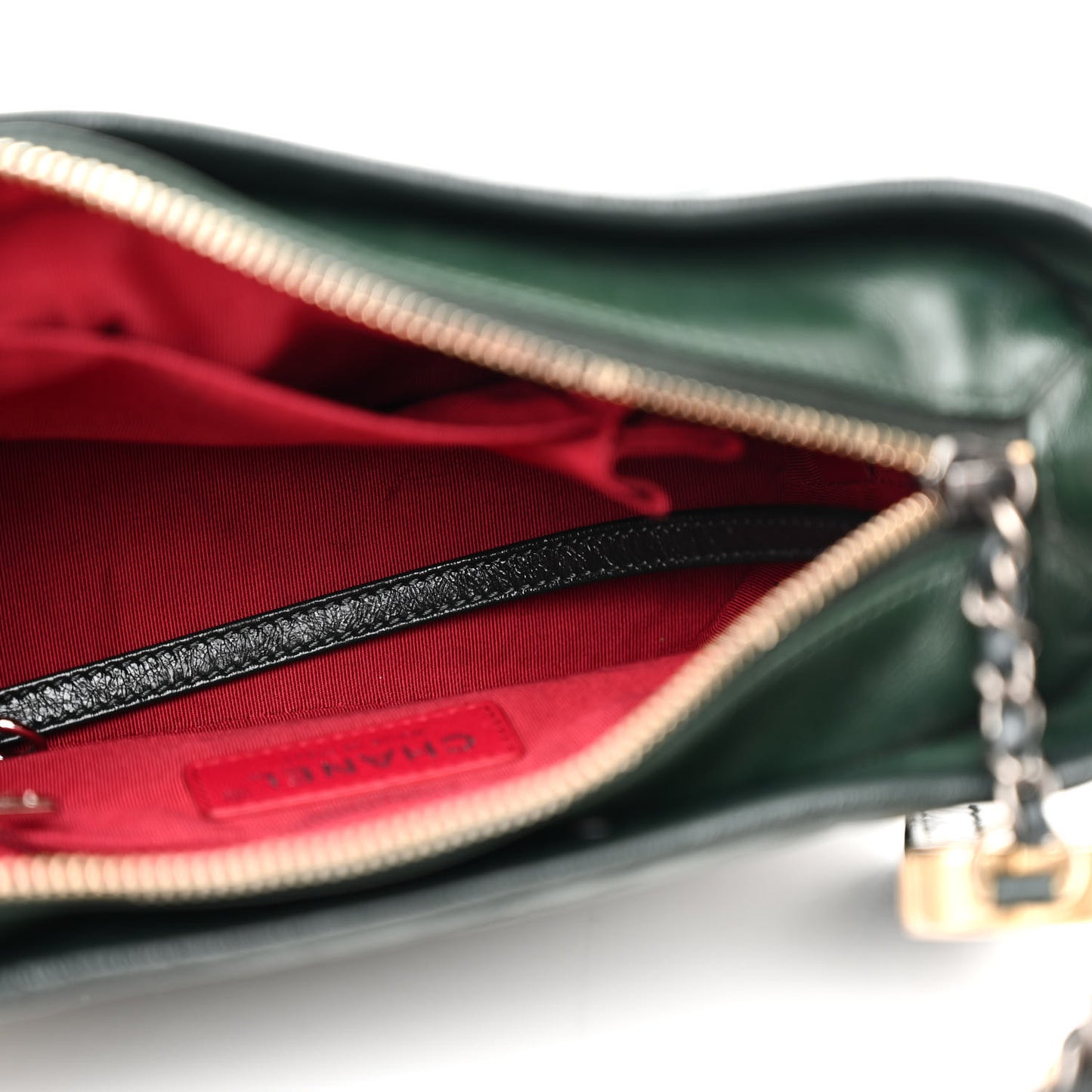 Aged Calfskin Quilted Small Gabrielle Hobo Dark Green