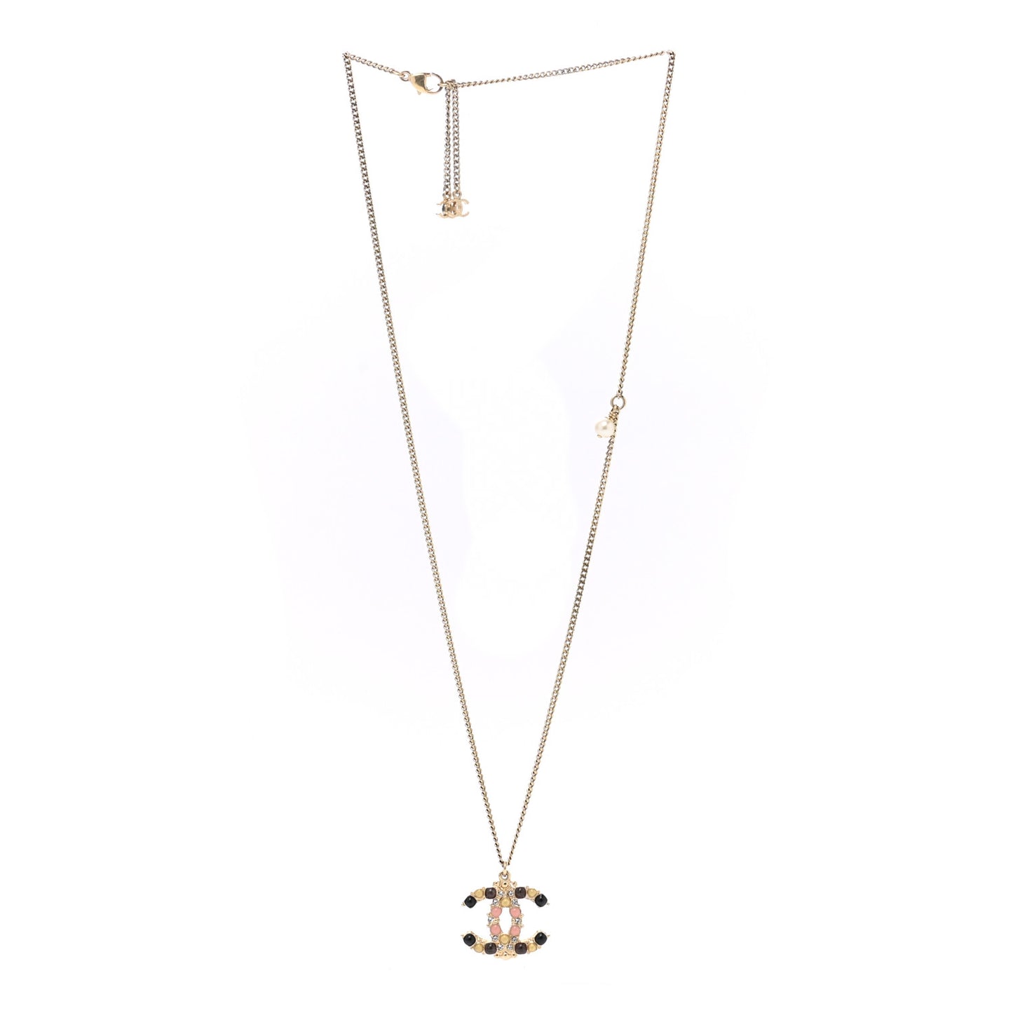 Crystal Gripoix CC Necklace Gold Multicolor
