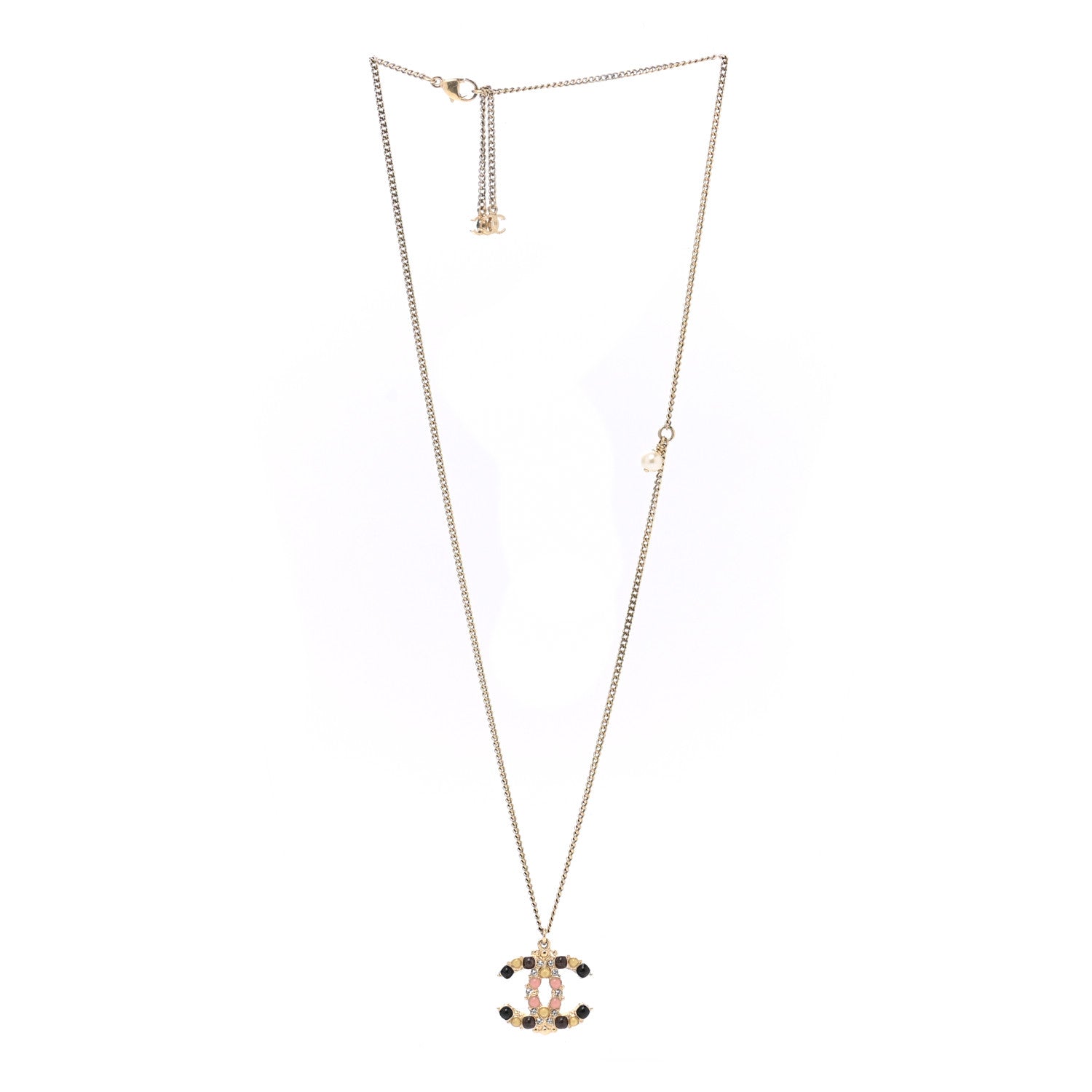 Chanel Crystal Gripoix CC Necklace Gold Multicolor 4 of 7