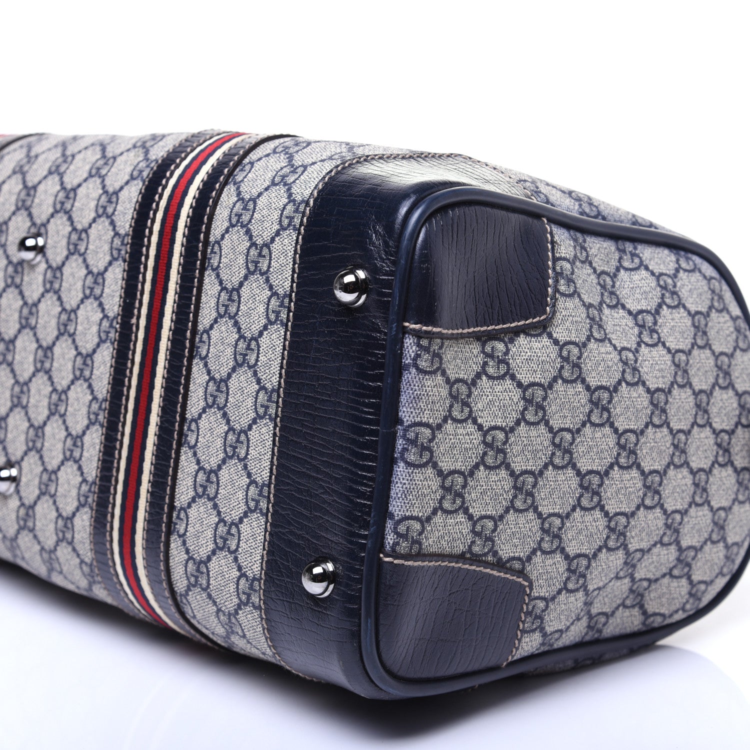 Gucci GG Supreme Monogram Web Large Carry On Duffle Bag Navy 7 of 14