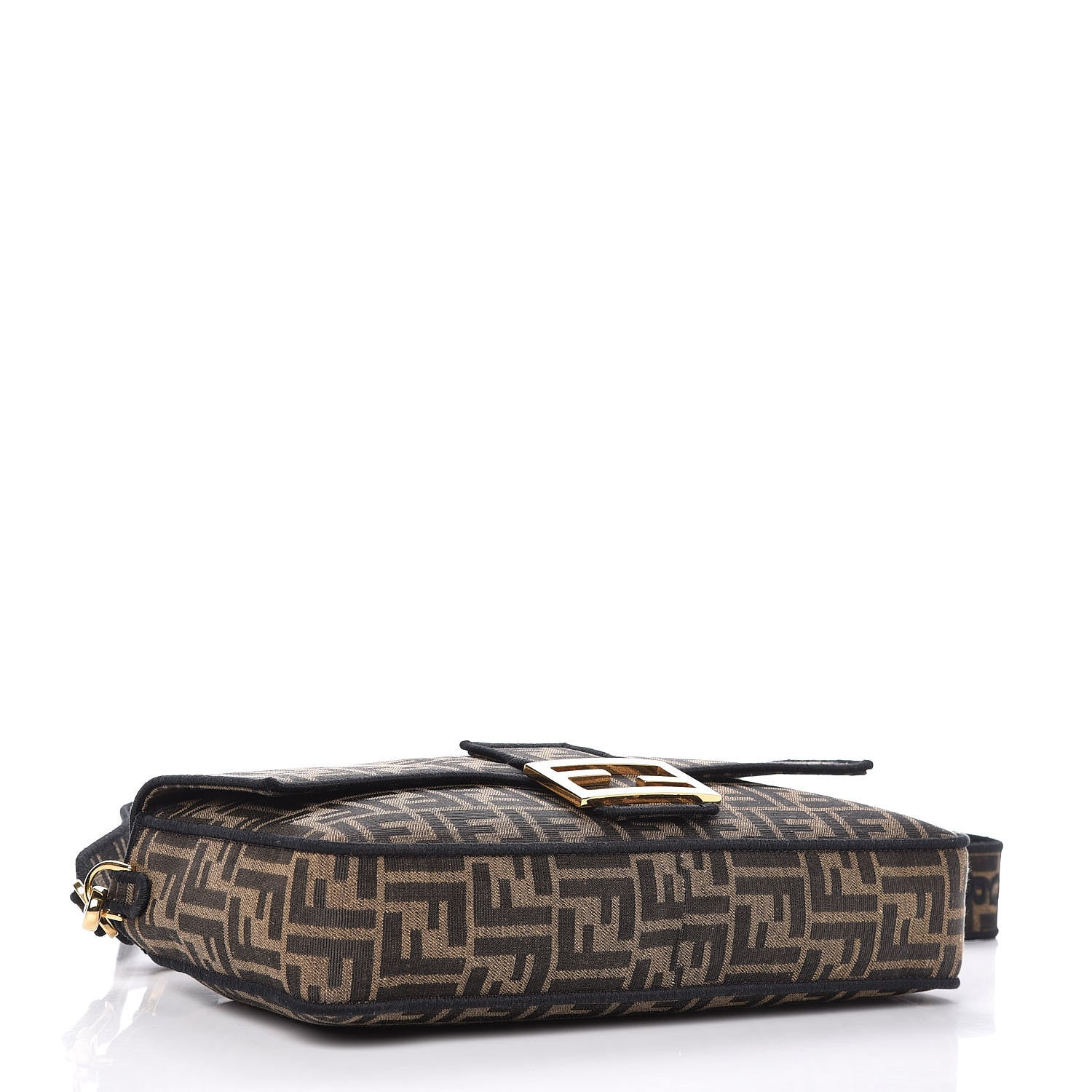 Fendi Fabric Jacquard FF 1974 Large Baguette Tobacco Moro Black 4 of 10