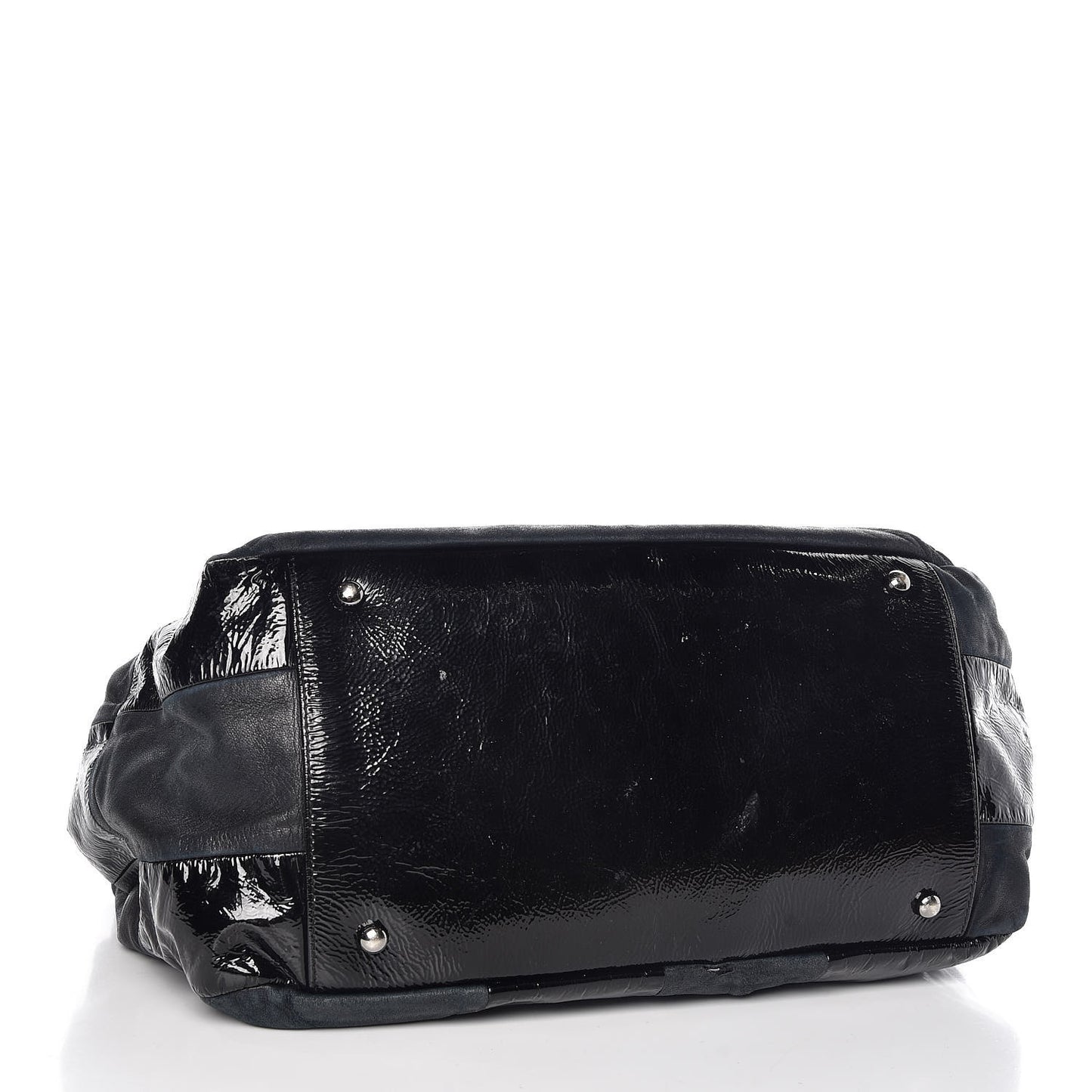 Lambskin Patent Calfskin Brooklyn Patchwork Flap Black