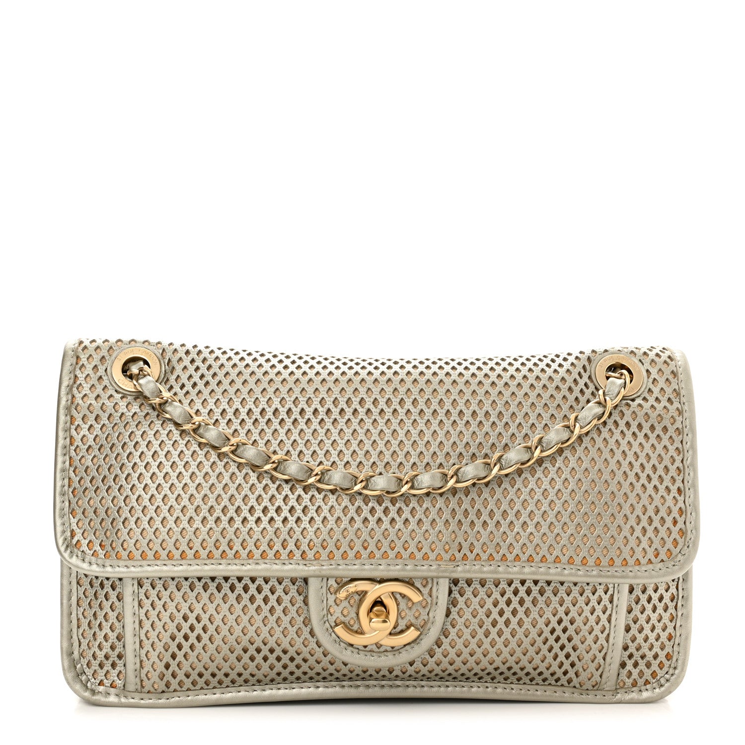Chanel Perforated Calfskin Large Up In The Air Flap Light Gold 1 of 10