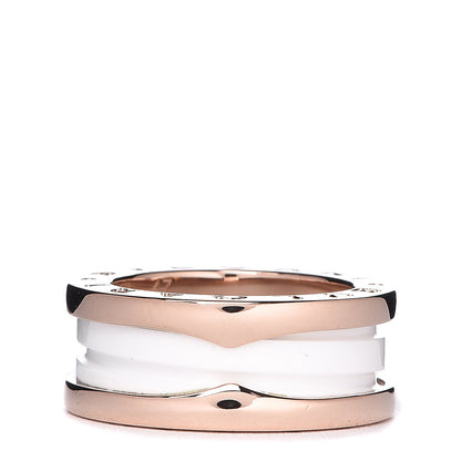 Bulgari 18K Rose Gold White Ceramic B.Zero1 Two-Band Ring 47 4 3 of 6