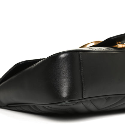 Gucci Calfskin Matelasse Medium GG Marmont Shoulder Bag Black 10 of 13