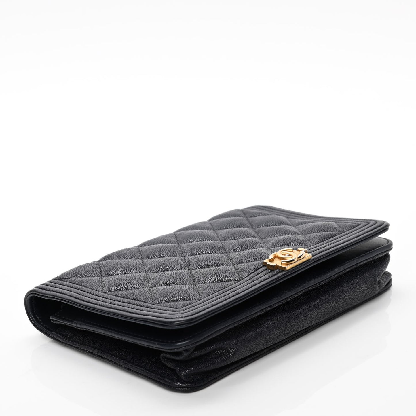 Caviar Quilted Boy Wallet On Chain WOC Navy