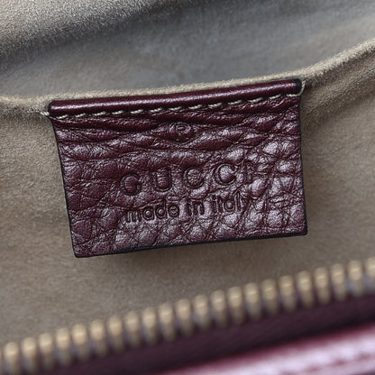 Gucci Pebbled Calfskin Small 1973 Top Handle Satchel Burgundy 6 of 9