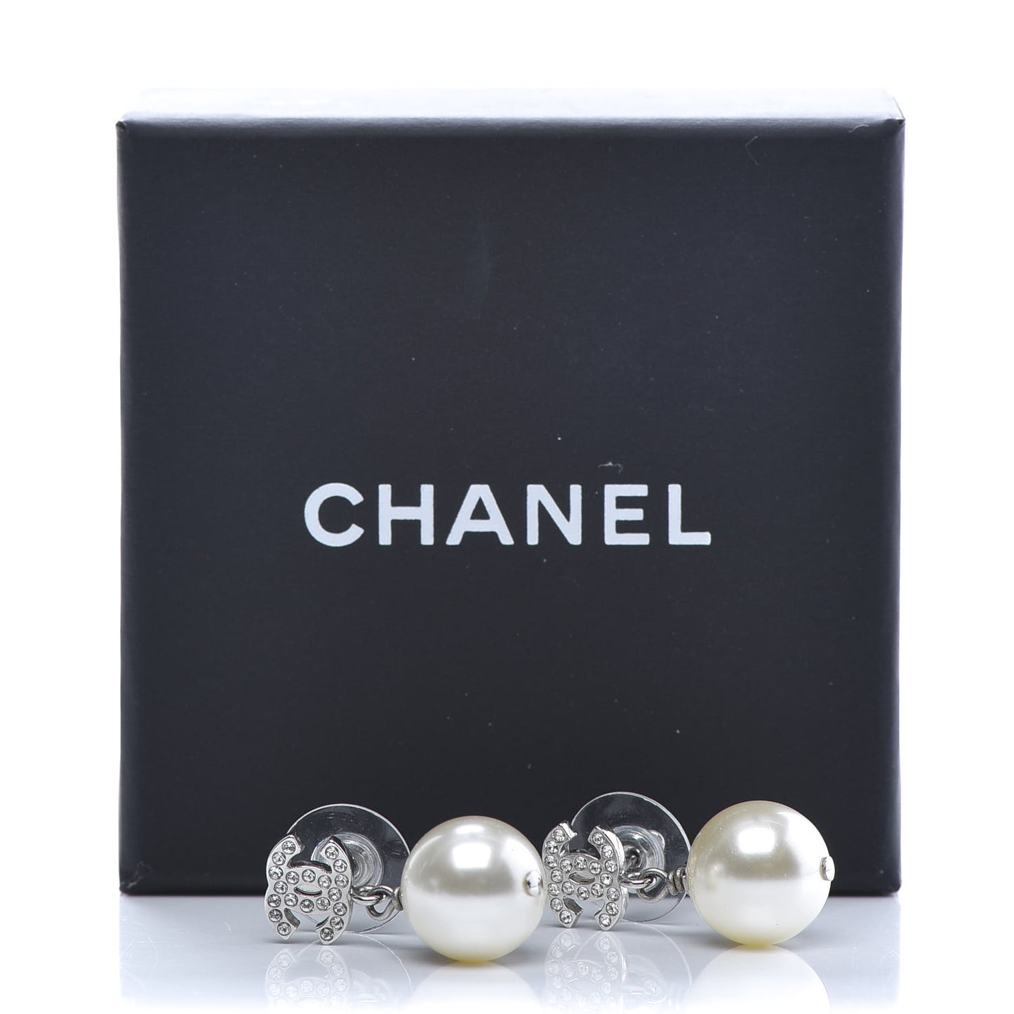 Crystal Pearl CC Drop Earrings Gold