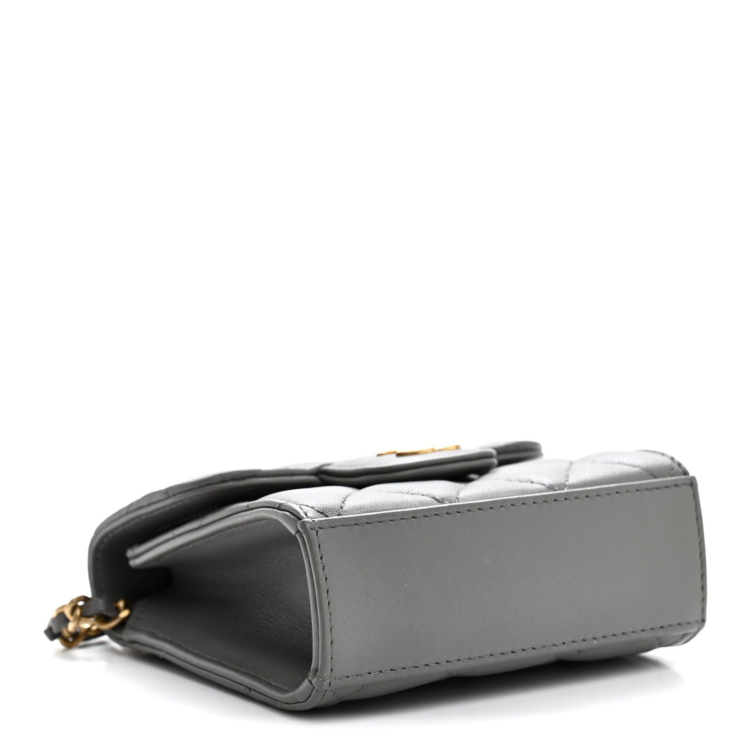 Chanel Lambskin Quilted Metal Top Handle Flap Clutch With Chain Grey 4 of 11