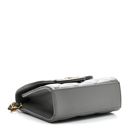 Chanel Lambskin Quilted Metal Top Handle Flap Clutch With Chain Grey 4 of 11