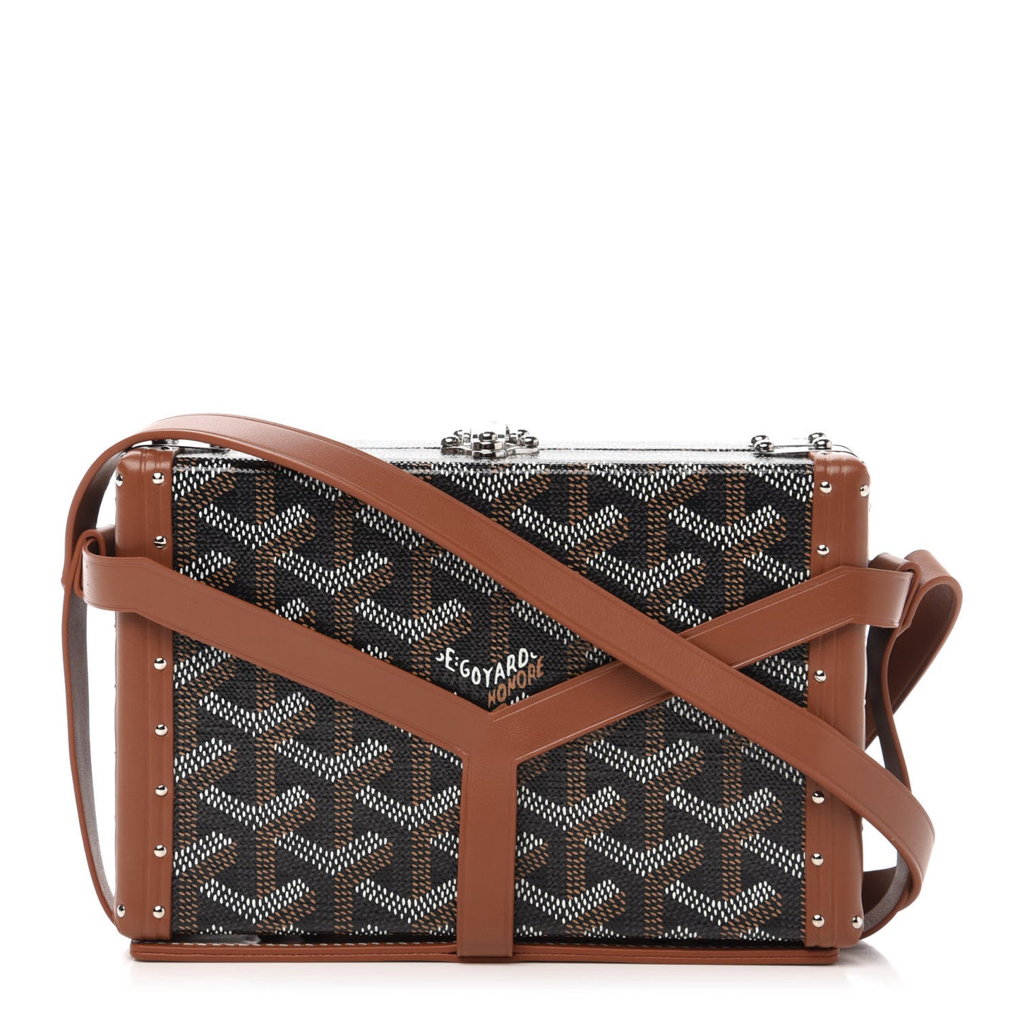 Goyardine Minaudiere Trunk Bag Black Gold