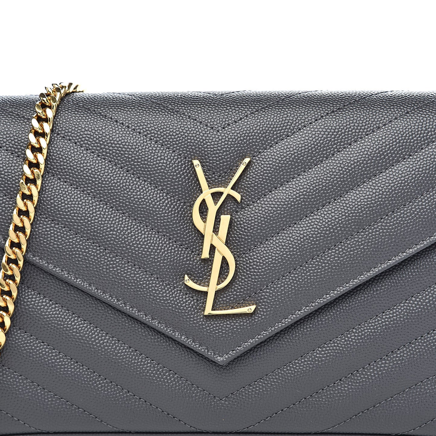 Grain De Poudre Matelasse Chevron Monogram Chain Wallet Earth