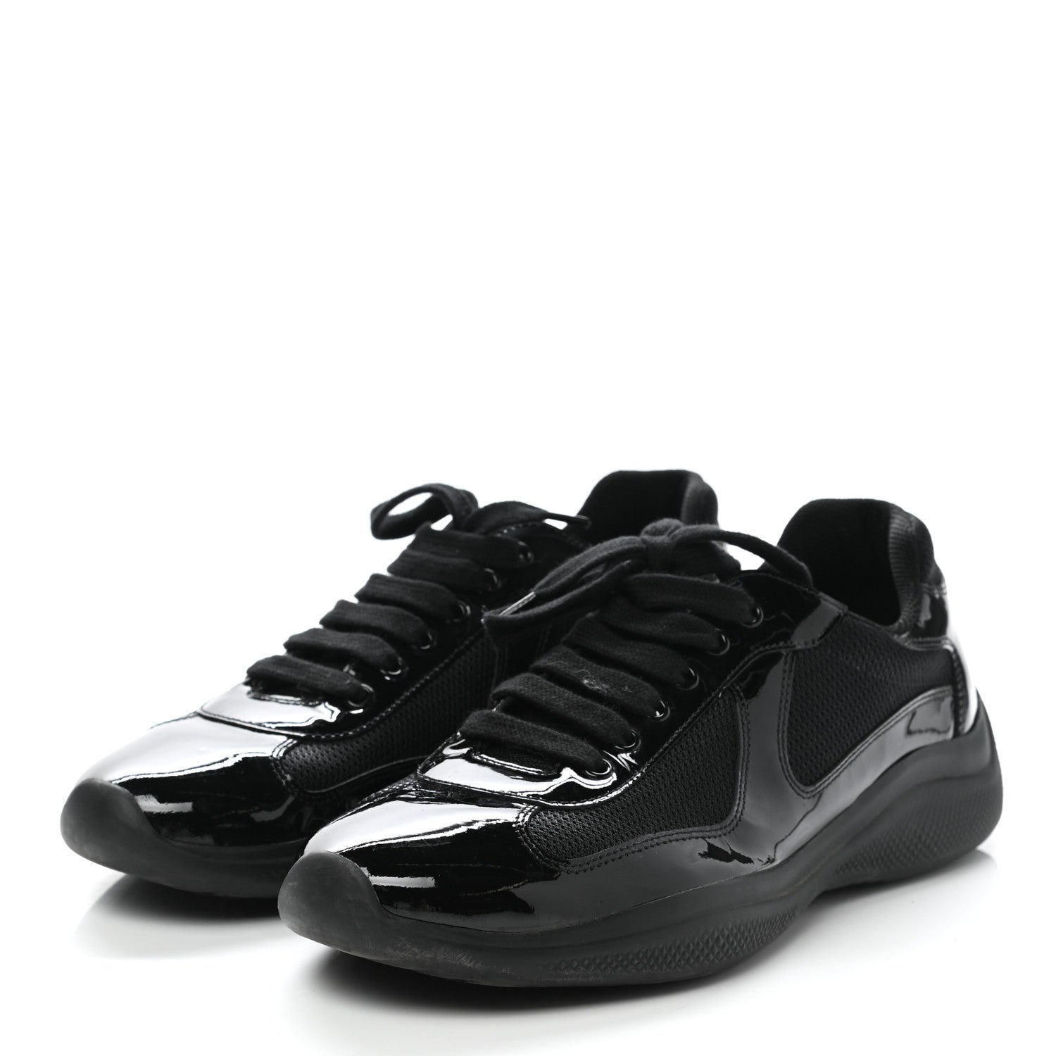 Prada Patent Mens America's Cup Patchwork Sneakers 8 Black 3 of 9