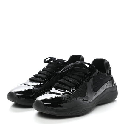 Prada Patent Mens America's Cup Patchwork Sneakers 8 Black 3 of 9