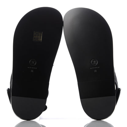 Chanel Grained Calfskin Velcro Dad Sandals 38 Black 5 of 10