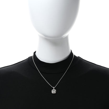 David Yurman Sterling Silver Diamond Prasiolite 7mm Petite Albion Pendant Necklace 2 of 4