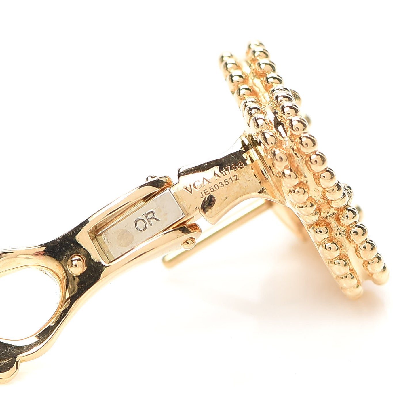 18K Yellow Gold Mother of Pearl Vintage Alhambra Earrings