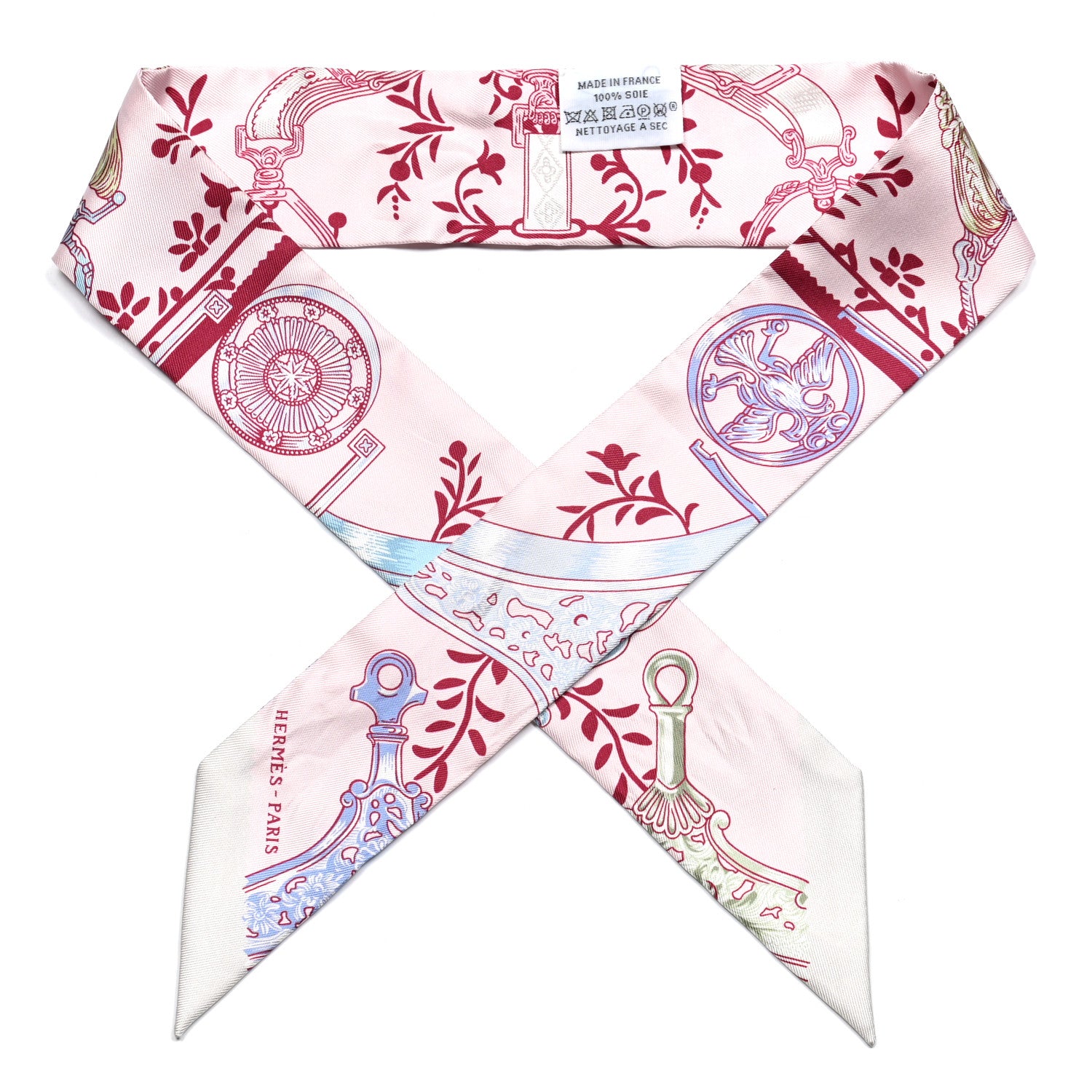 Hermes Silk Etriers Remix Twilly Rose Pale Bordeaux 1 of 4