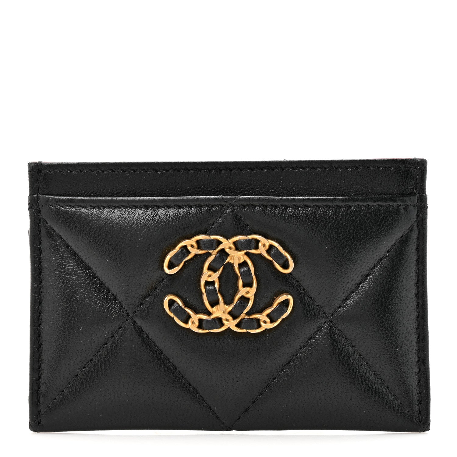 Chanel Lambskin Quilted Chanel 19 Card Holder Black 1 of 8