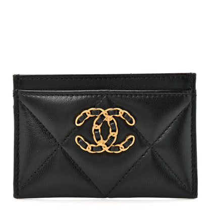 Chanel Lambskin Quilted Chanel 19 Card Holder Black 1 of 8