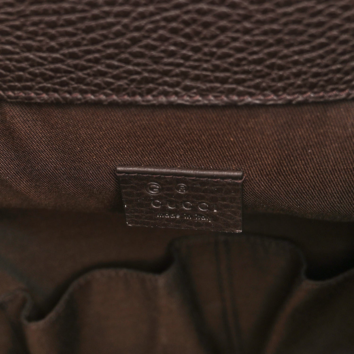 Gucci Monogram Dollar Calfskin O Drawstring Backpack Beige Ebony Testa di Moro Dark Chocolate 6 of 9